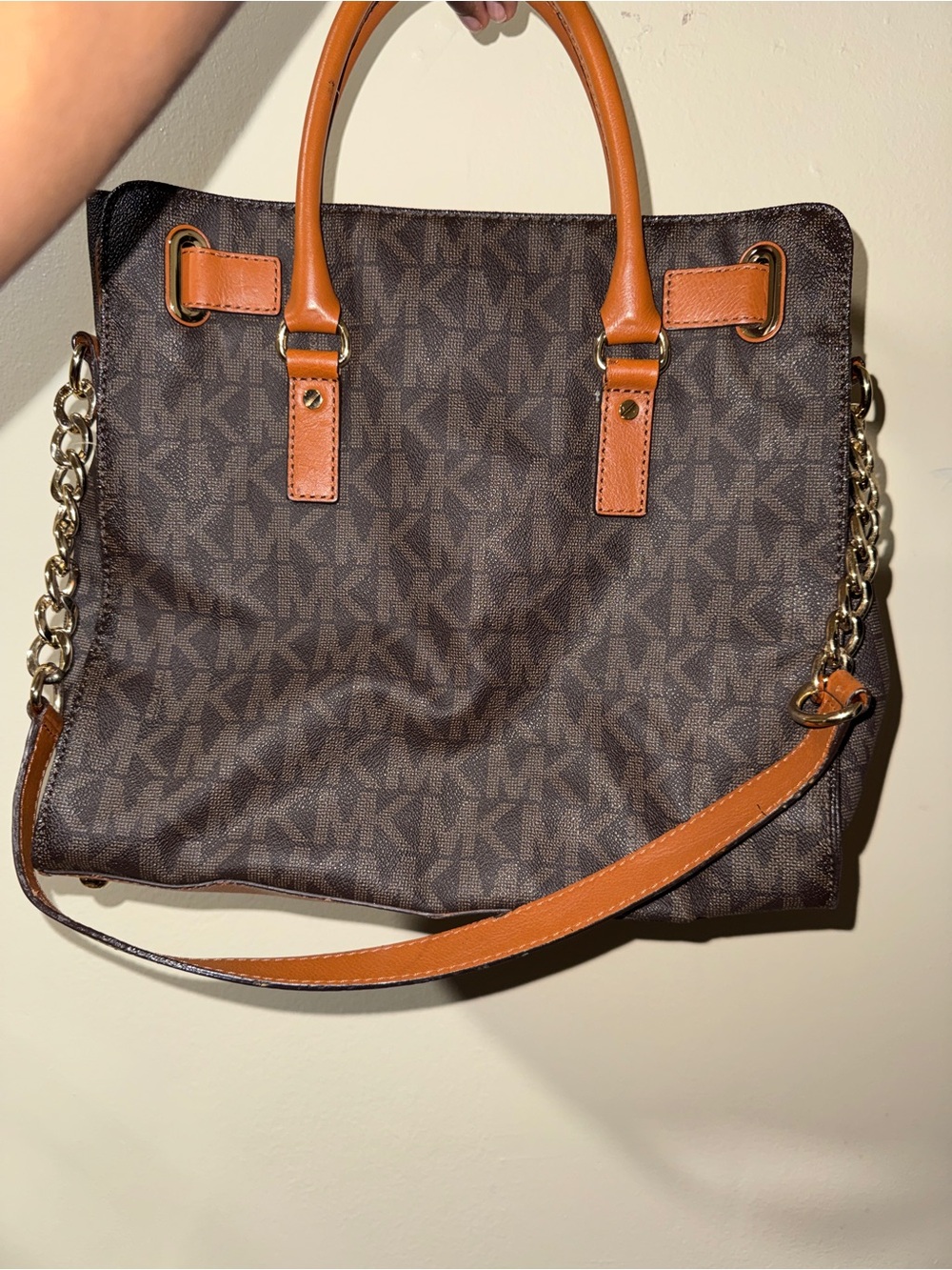 Michael Kors Hamilton East West Brown Logo Satchel Bag - Picture 2 of 6